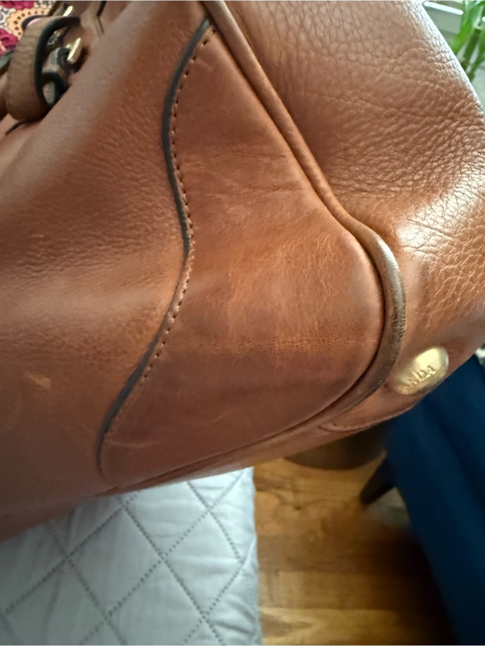 Prada Tan Leather Tote with Gold Hardware - Picture 8 of 16